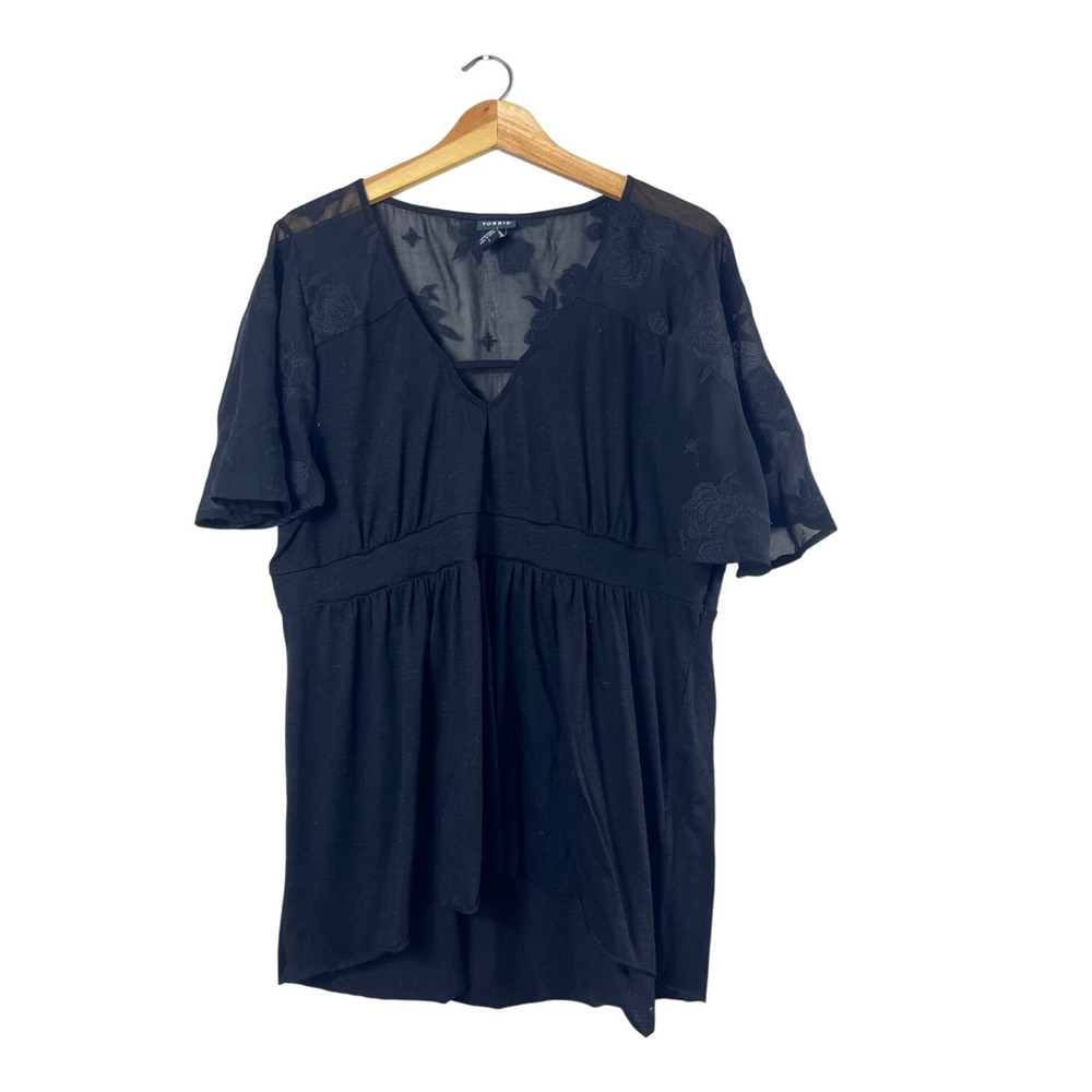 Black Floral Lace Torrid Women's Blouse 1